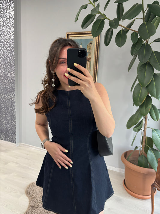 Kadın Kısa Kot Elbise Lacivert